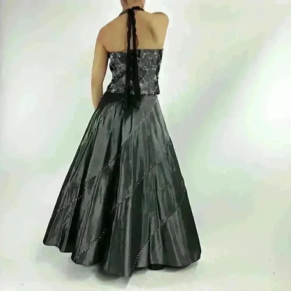 Ultra Rare Vintage Marlo Couture Metallic Two  Piece Prom Dress Set - Picture 5 of 8
